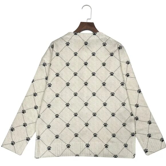 Paw Print Casual Button-Up Knitted Cardigan Sweater Size XL - Picture 5 of 5